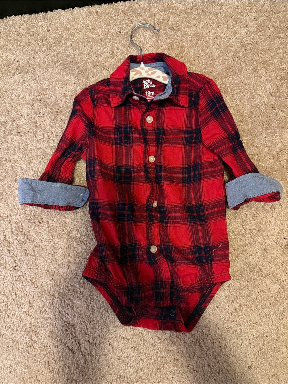 OshKosh B'gosh Red & Black Plaid Button-Down Bodysuit